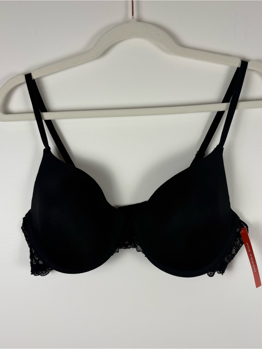 NWT Joe Fresh Black Underwire Bra Adjustable Straps Lace Detailing Size 38B